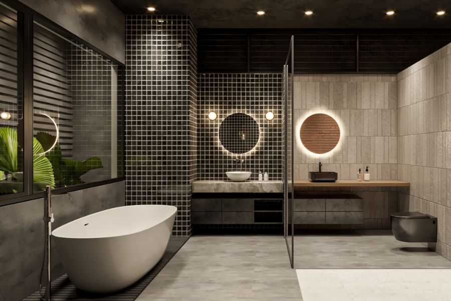 Cách sử dụng gạch trang trí và vách kính mang đến không gian ấn tượng, độc đáo​