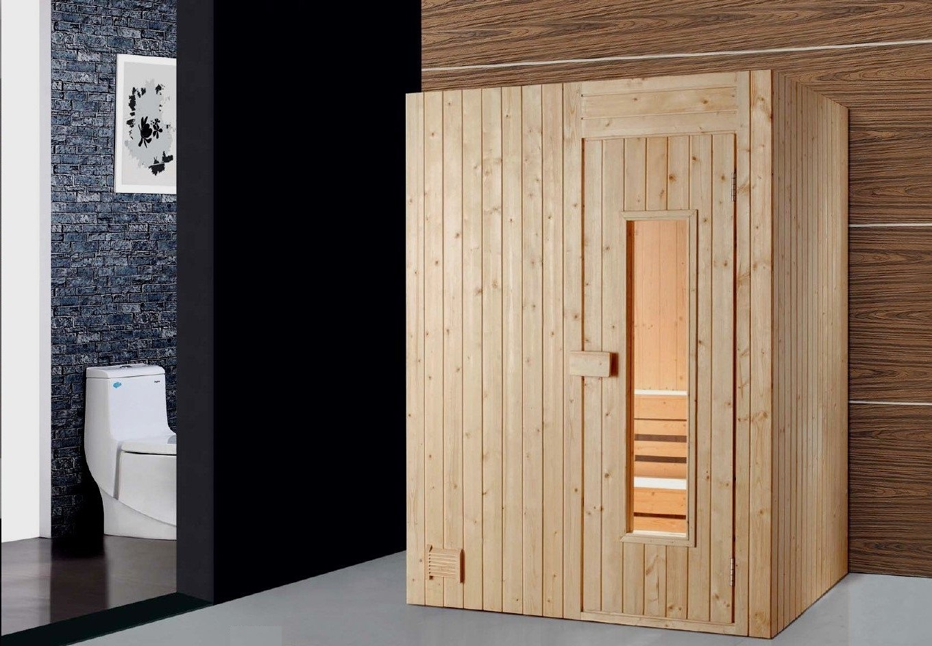 Phòng xông hơi khô đá muối sử dụng gỗ Thông Phần Lan