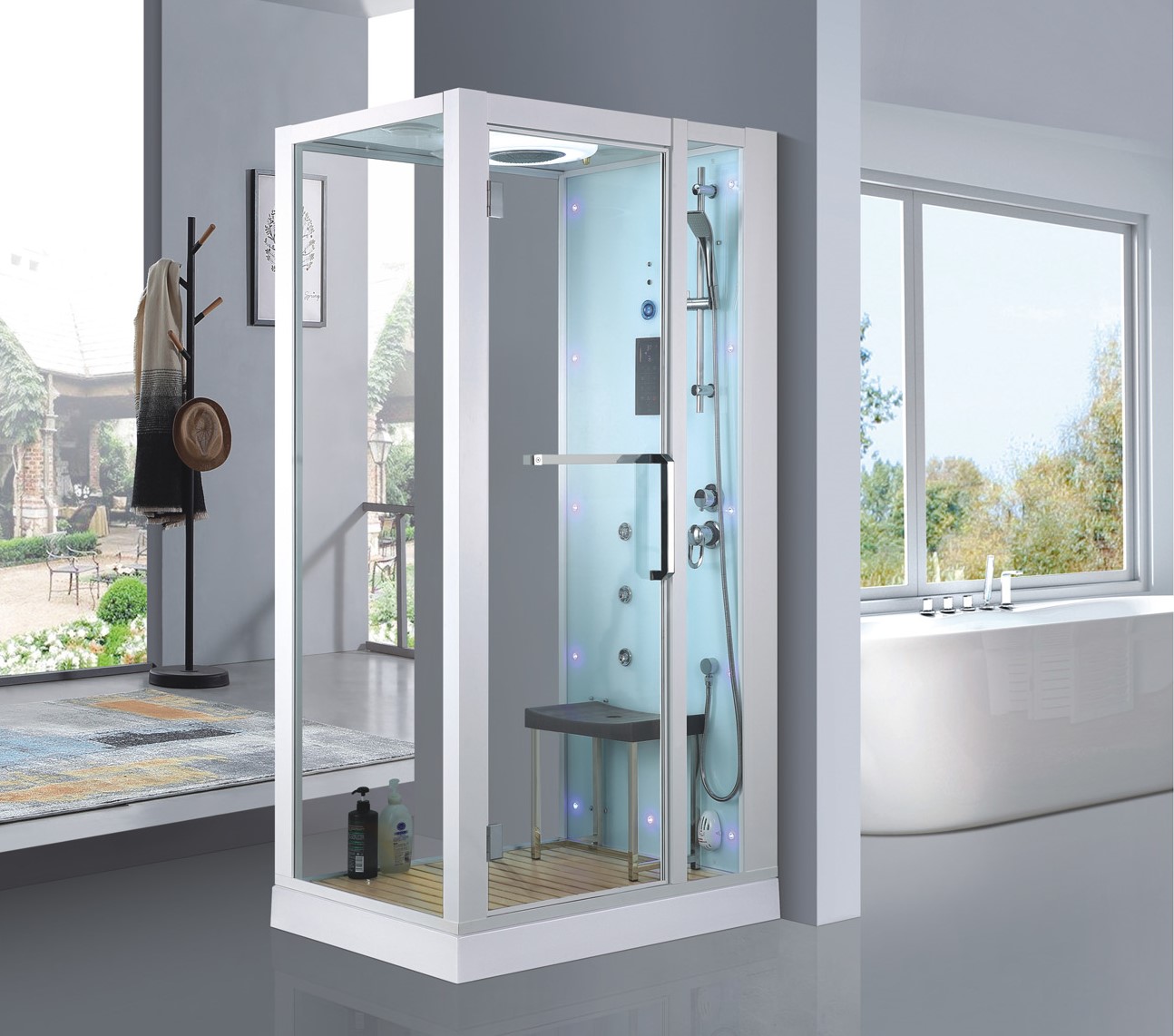 Mẫu thiết kế phòng xông hơi Daros HT-7012 phù hợp với phong cách phòng tắm hiện đại, tối giản