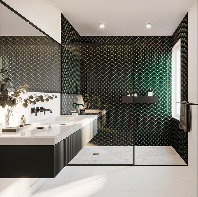 Thiết kế nhà tắm sử dụng các thiết bị vệ sinh hiện đại, cao cấp