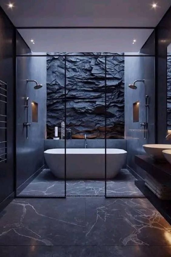 Vách kính tắm kết hợp với những thiết kế vô cùng độc đáo