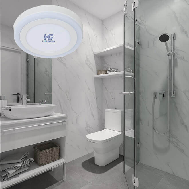 Đèn Led ốp nổi được rất nhiều người lựa chọn lắp đặt cho nhà tắm