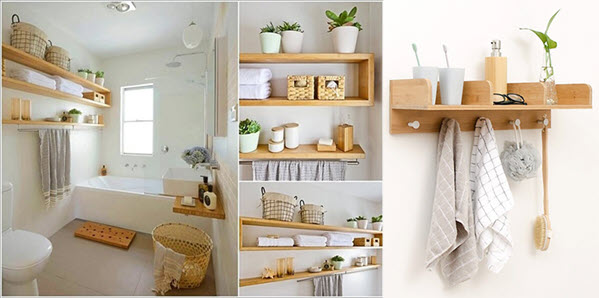 Kệ đựng đồ nhà tắm bằng gỗ