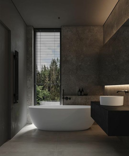 Không gian tối cùng với thiết kể mở sẽ giúp người dùng thư giãn sau mỗi ngày làm việc mệt mỏi