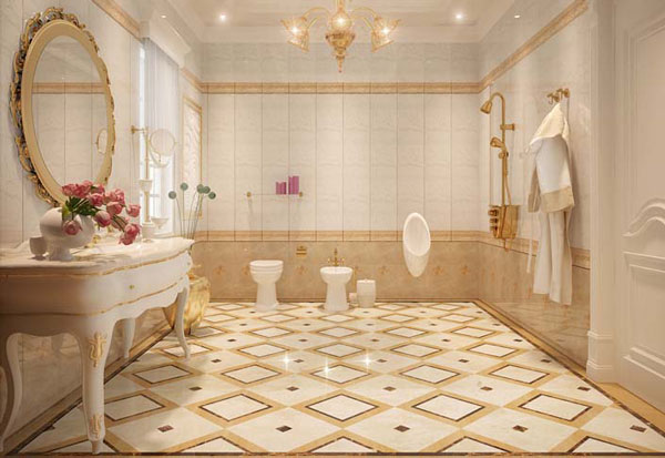 Mẫu nhà tắm phong cách cổ điển phân chia không gian một cách hợp lý