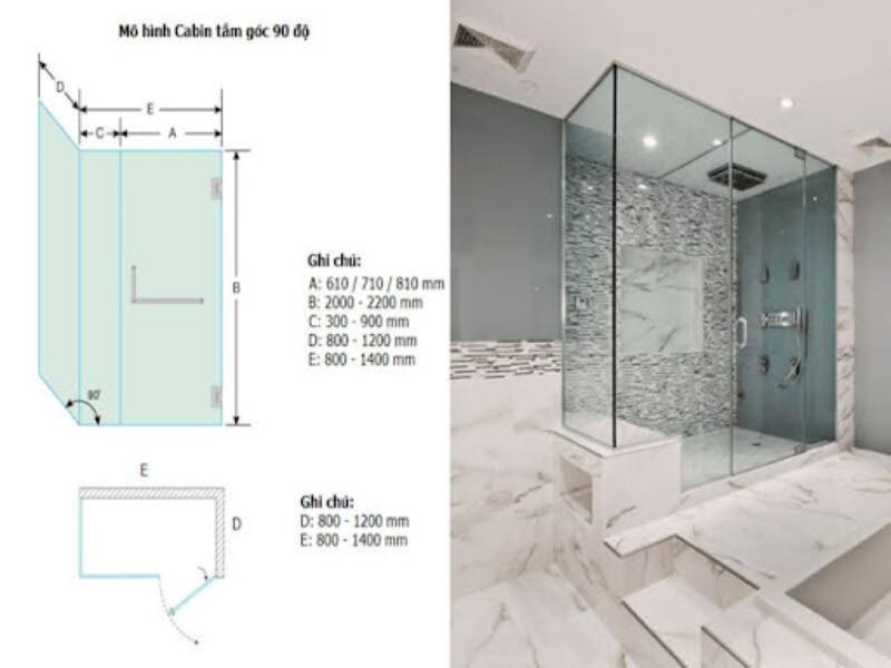 Lựa chọn bồn tắm đứng có kích thước phù hợp