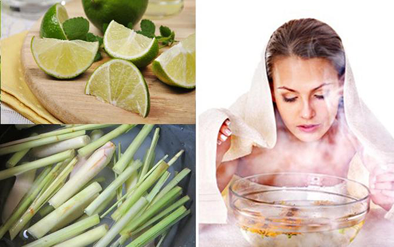 Xông hơi mặt bằng sả và chanh