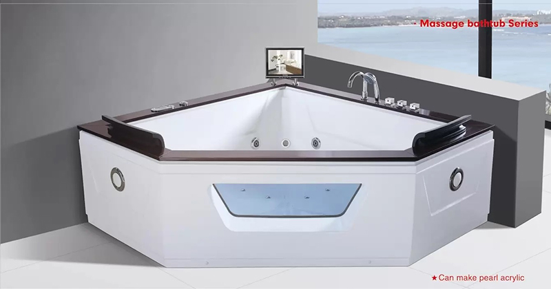 Mẫu bồn tắm góc lớn có giá đỡ tiện lợi