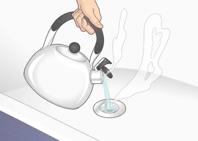 Sử dụng hỗn hợp nước rửa chén và nước nóng